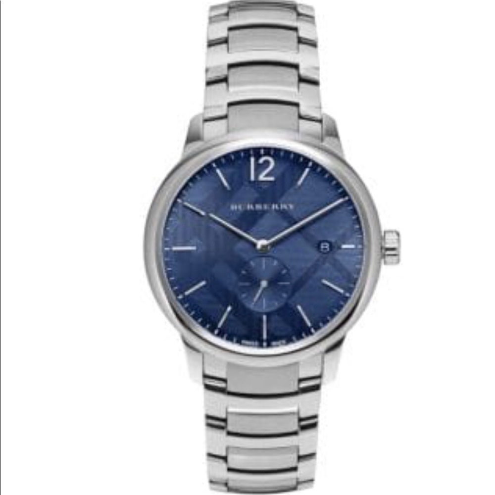 Stainless Steel Check-Print Bracelet Watch, Silver